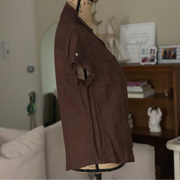 OLD NAVY Button-up Collared Roll-up Short Sleeves Blouse - Picture 6 of 9